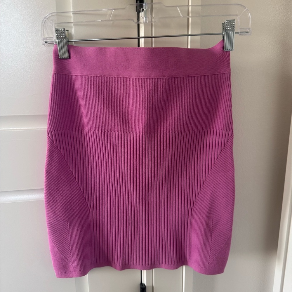 Herve Leger Pink Ribbed Skirt